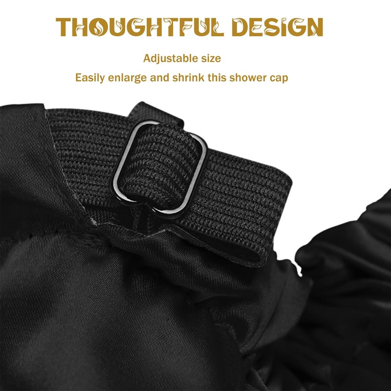 Amamba Shower Cap For Women,Double Lined Shower Cap,Real Satin Cap,Adjustable Size,Suitable For All Male And Female Hair Caps - Image 4